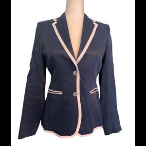 Brooks Brothers 100% linen blazer navy white size 0